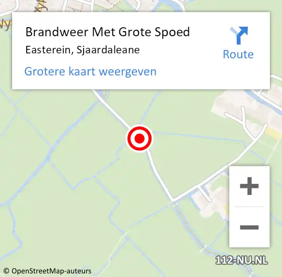 Locatie op kaart van de 112 melding: Brandweer Met Grote Spoed Naar Easterein, Sjaardaleane op 10 december 2014 15:48