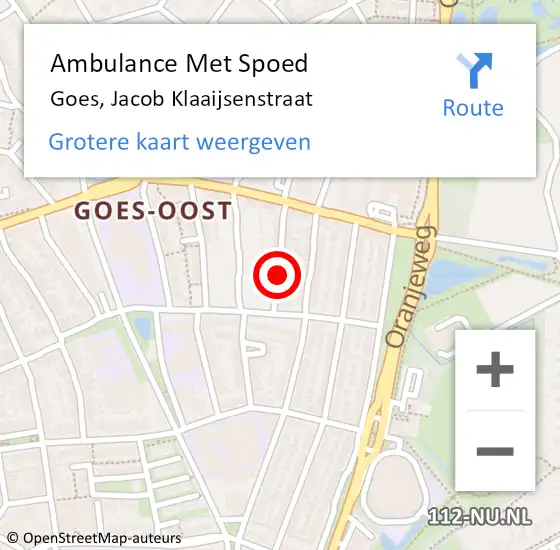 Locatie op kaart van de 112 melding: Ambulance Met Spoed Naar Goes, Jacob Klaaijsenstraat op 10 december 2014 16:43