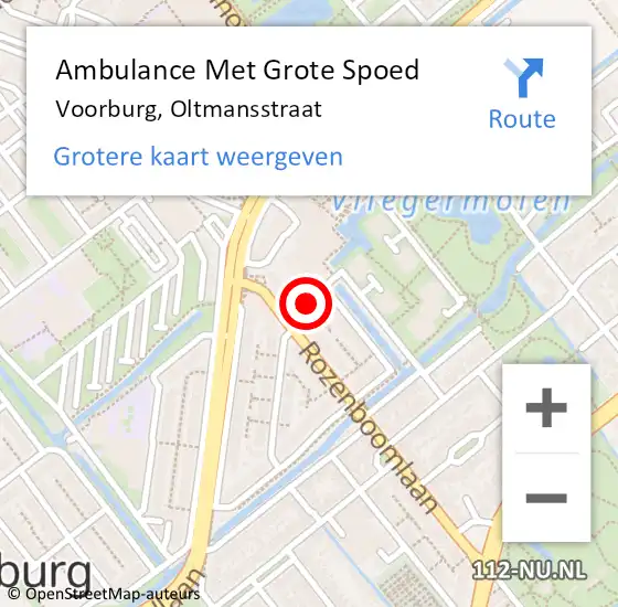 Locatie op kaart van de 112 melding: Ambulance Met Grote Spoed Naar Voorburg, Oltmansstraat op 10 december 2014 17:03