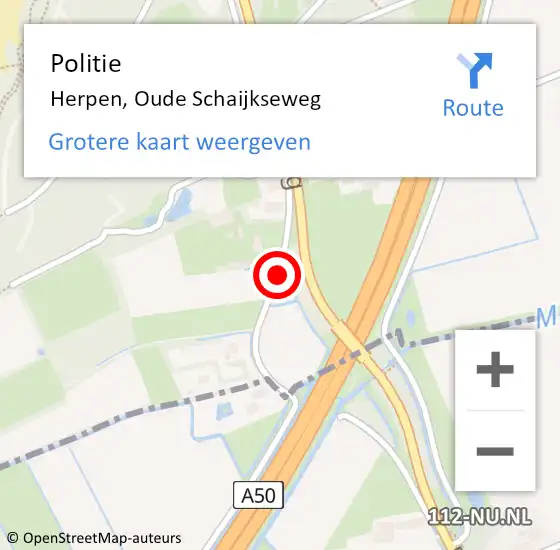 Locatie op kaart van de 112 melding: Politie Herpen, Oude Schaijkseweg op 10 december 2014 17:23