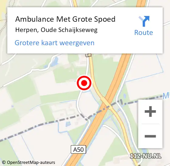 Locatie op kaart van de 112 melding: Ambulance Met Grote Spoed Naar Herpen, Oude Schaijkseweg op 10 december 2014 17:23