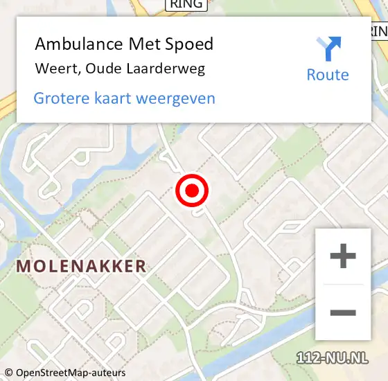 Locatie op kaart van de 112 melding: Ambulance Met Spoed Naar Weert, Oude Laarderweg op 10 december 2014 17:31