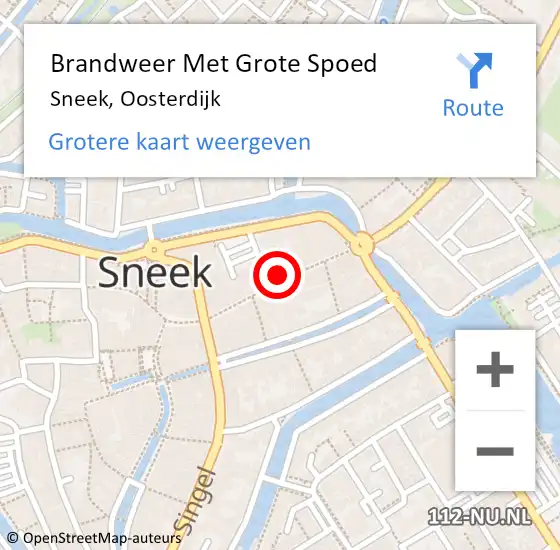 Locatie op kaart van de 112 melding: Brandweer Met Grote Spoed Naar Sneek, Oosterdijk op 10 december 2014 17:33