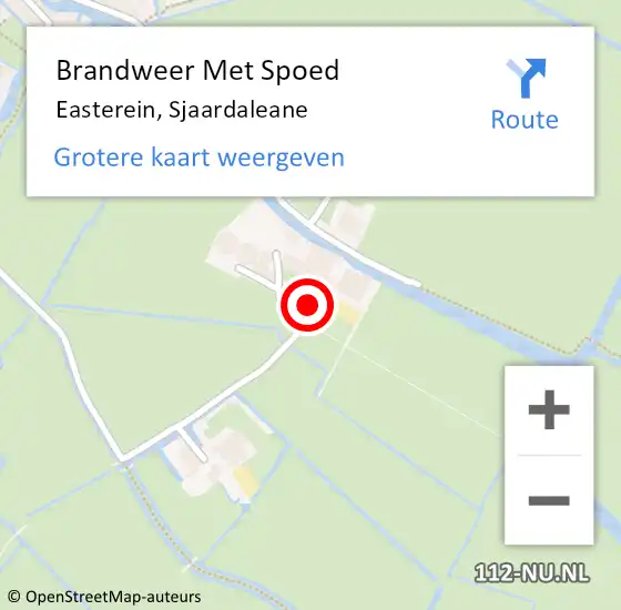 Locatie op kaart van de 112 melding: Brandweer Met Spoed Naar Easterein, Sjaardaleane op 10 december 2014 18:32