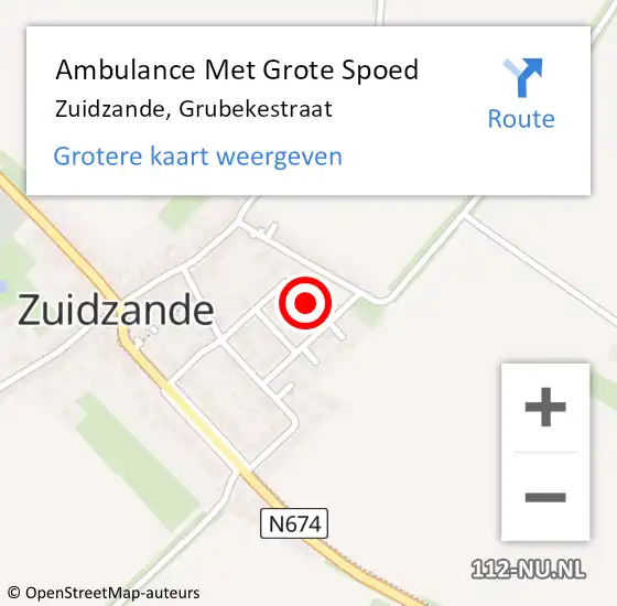 Locatie op kaart van de 112 melding: Ambulance Met Grote Spoed Naar Zuidzande, Grubekestraat op 10 december 2014 19:02