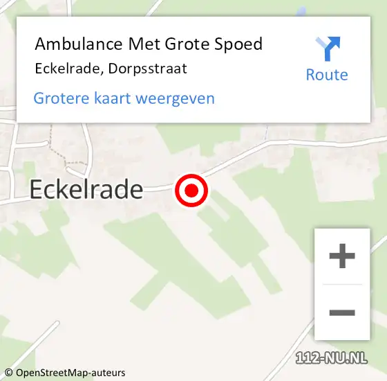 Locatie op kaart van de 112 melding: Ambulance Met Grote Spoed Naar Eckelrade, Dorpsstraat op 10 december 2014 19:07