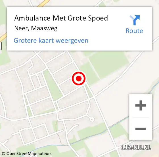 Locatie op kaart van de 112 melding: Ambulance Met Grote Spoed Naar Neer, Maasweg op 10 december 2014 19:10