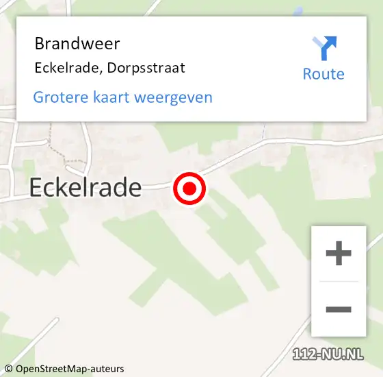 Locatie op kaart van de 112 melding: Brandweer Eckelrade, Dorpsstraat op 10 december 2014 19:12