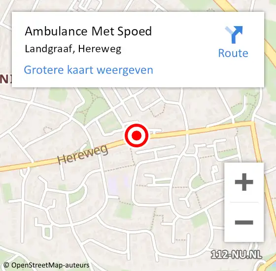 Locatie op kaart van de 112 melding: Ambulance Met Spoed Naar Landgraaf, Hereweg op 10 december 2014 20:18