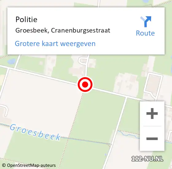 Locatie op kaart van de 112 melding: Politie Groesbeek, Cranenburgsestraat op 10 december 2014 21:15