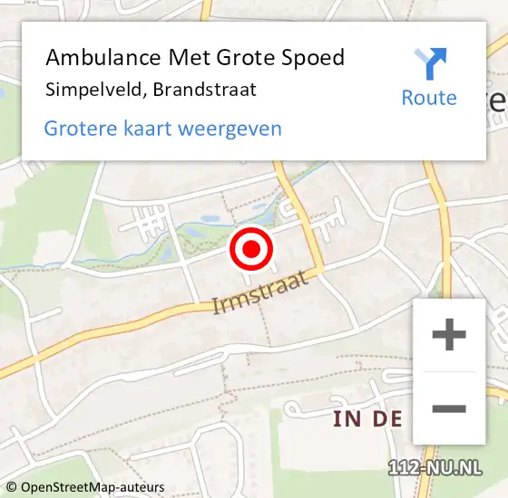 Locatie op kaart van de 112 melding: Ambulance Met Grote Spoed Naar Simpelveld, Brandstraat op 10 december 2014 21:18