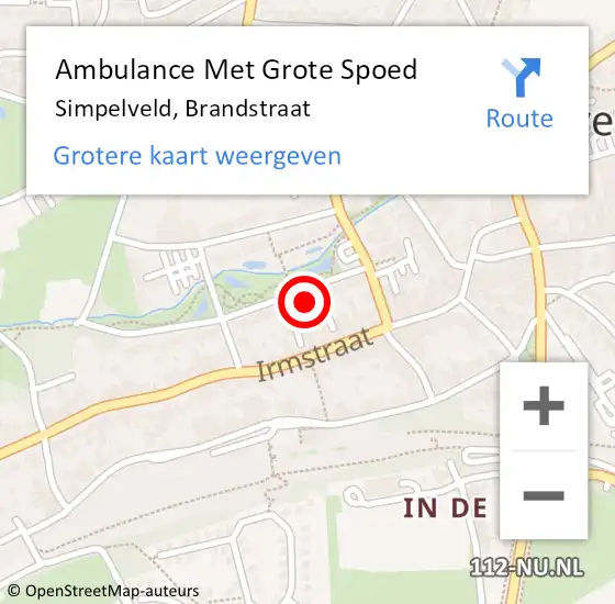 Locatie op kaart van de 112 melding: Ambulance Met Grote Spoed Naar Simpelveld, Brandstraat op 10 december 2014 21:20