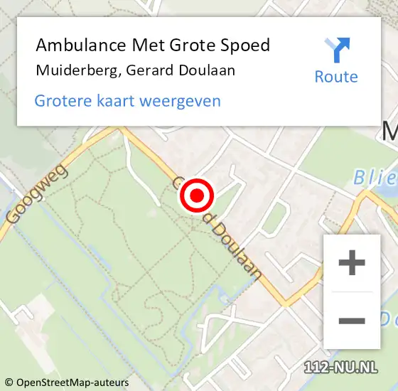 Locatie op kaart van de 112 melding: Ambulance Met Grote Spoed Naar Muiderberg, Gerard Doulaan op 10 december 2014 23:23