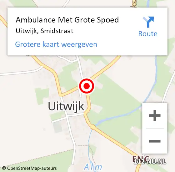 Locatie op kaart van de 112 melding: Ambulance Met Grote Spoed Naar Uitwijk, Smidstraat op 10 december 2014 23:27