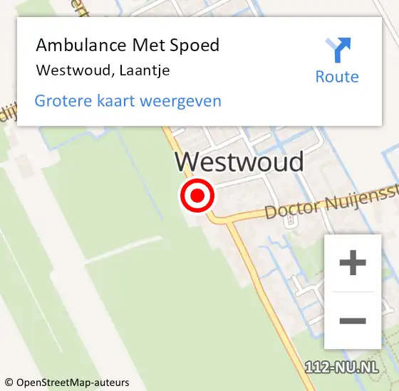 Locatie op kaart van de 112 melding: Ambulance Met Spoed Naar Westwoud, Laantje op 11 december 2014 00:03