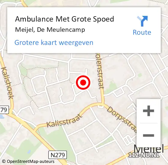 Locatie op kaart van de 112 melding: Ambulance Met Grote Spoed Naar Meijel, De Meulencamp op 11 december 2014 02:12