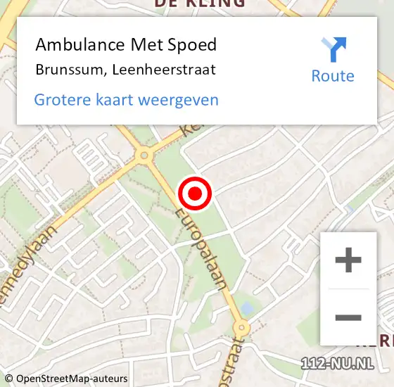 Locatie op kaart van de 112 melding: Ambulance Met Spoed Naar Brunssum, Leenheerstraat op 11 december 2014 03:09