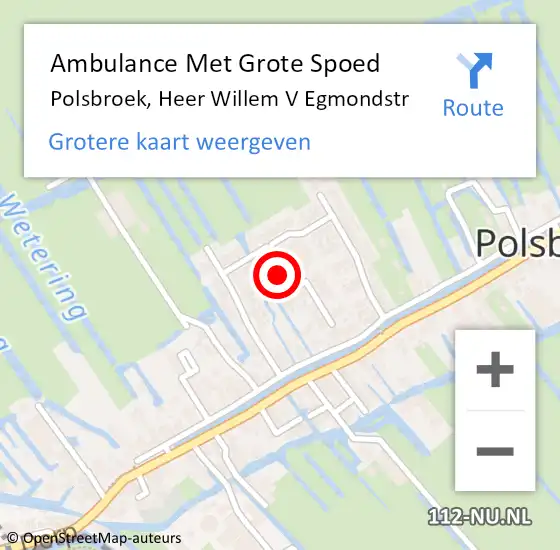 Locatie op kaart van de 112 melding: Ambulance Met Grote Spoed Naar Polsbroek, Heer Willem V Egmondstr op 11 december 2014 04:08