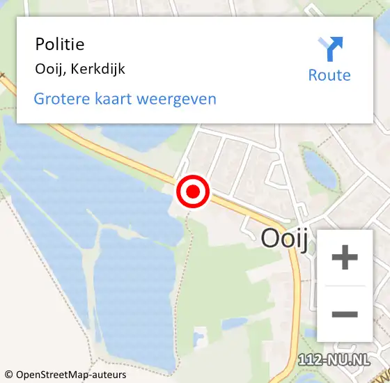 Locatie op kaart van de 112 melding: Politie Ooij, Kerkdijk op 11 december 2014 05:51