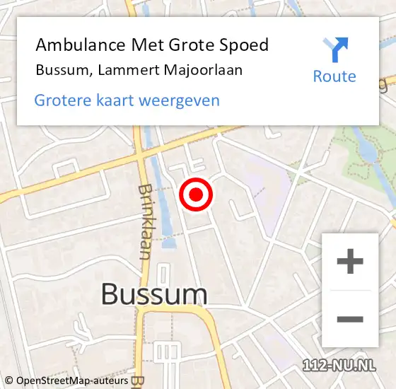 Locatie op kaart van de 112 melding: Ambulance Met Grote Spoed Naar Bussum, Lammert Majoorlaan op 11 december 2014 06:59