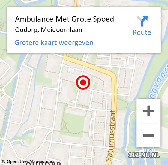 Locatie op kaart van de 112 melding: Ambulance Met Grote Spoed Naar Oudorp, Meidoornlaan op 11 december 2014 07:38