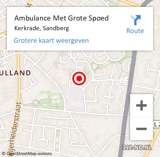 Locatie op kaart van de 112 melding: Ambulance Met Grote Spoed Naar Kerkrade, Sandberg op 23 oktober 2013 21:54