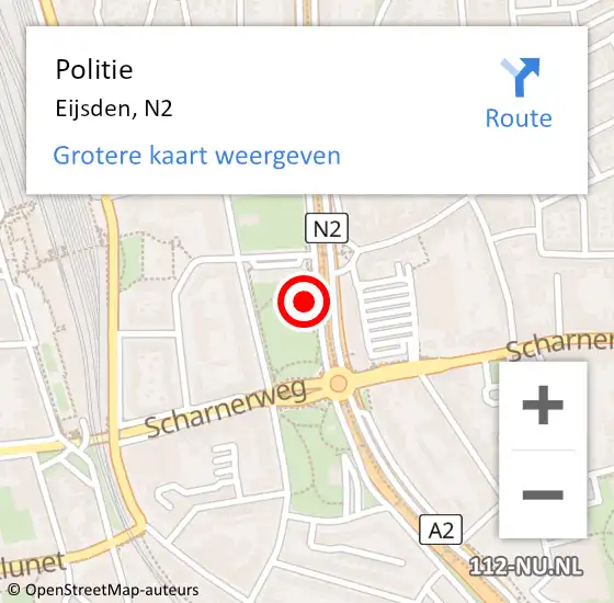 Locatie op kaart van de 112 melding: Politie Eijsden, N2 op 11 december 2014 07:56