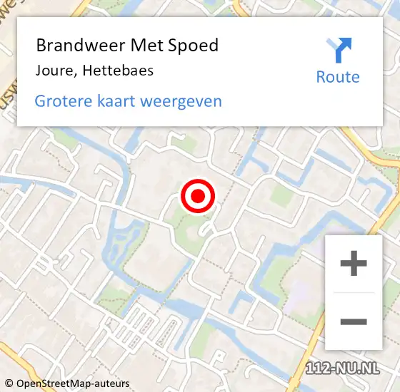 Locatie op kaart van de 112 melding: Brandweer Met Spoed Naar Joure, Hettebaes op 11 december 2014 10:10