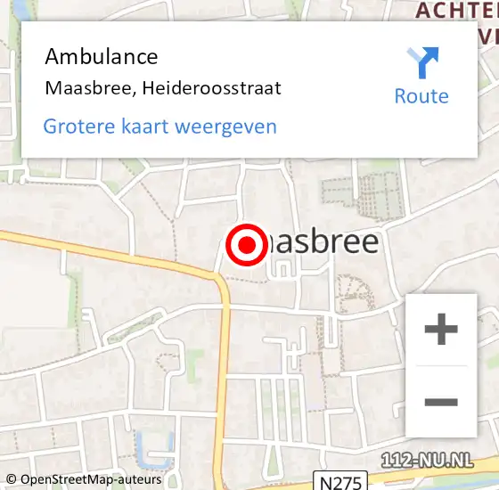 Locatie op kaart van de 112 melding: Ambulance Maasbree, Heideroosstraat op 11 december 2014 10:23