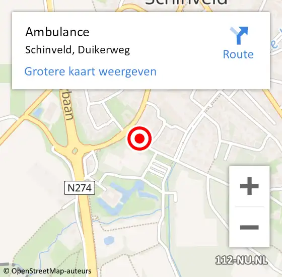 Locatie op kaart van de 112 melding: Ambulance Schinveld, Duikerweg op 11 december 2014 10:36