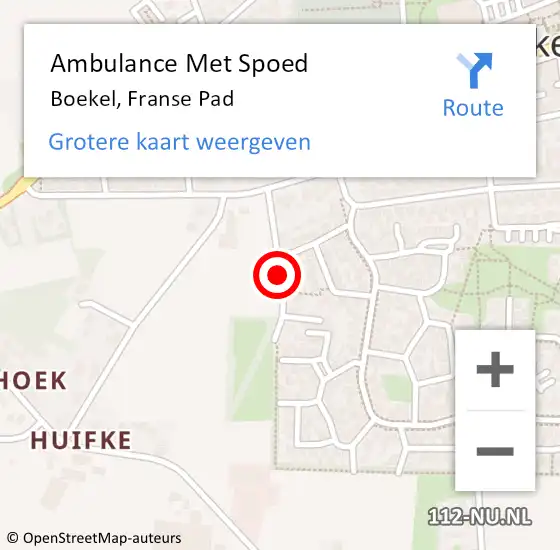 Locatie op kaart van de 112 melding: Ambulance Met Spoed Naar Boekel, Franse Pad op 23 oktober 2013 22:37