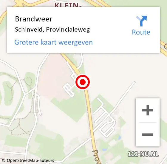 Locatie op kaart van de 112 melding: Brandweer Schinveld, Provincialeweg op 11 december 2014 11:23