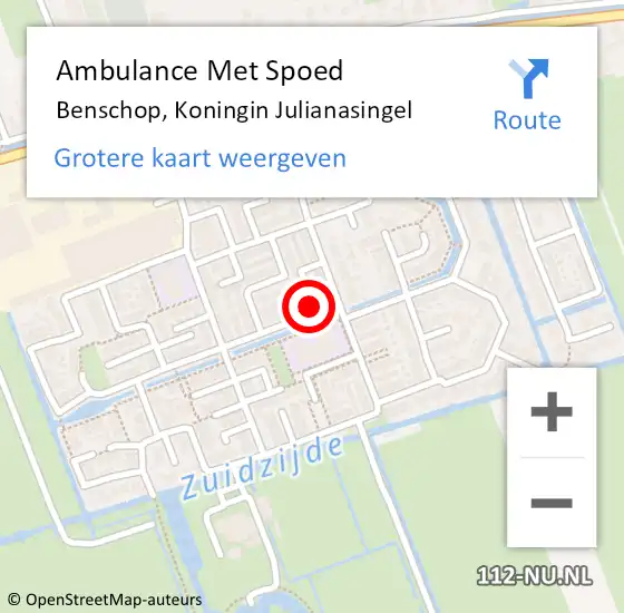 Locatie op kaart van de 112 melding: Ambulance Met Spoed Naar Benschop, Koningin Julianasingel op 11 december 2014 11:35