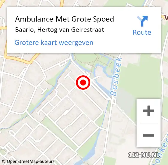 Locatie op kaart van de 112 melding: Ambulance Met Grote Spoed Naar Baarlo, Hertog van Gelrestraat op 11 december 2014 11:46