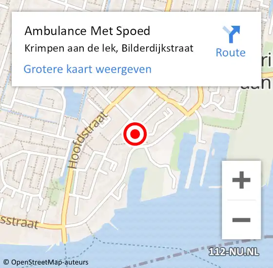 Locatie op kaart van de 112 melding: Ambulance Met Spoed Naar Krimpen aan de lek, Bilderdijkstraat op 23 oktober 2013 22:55