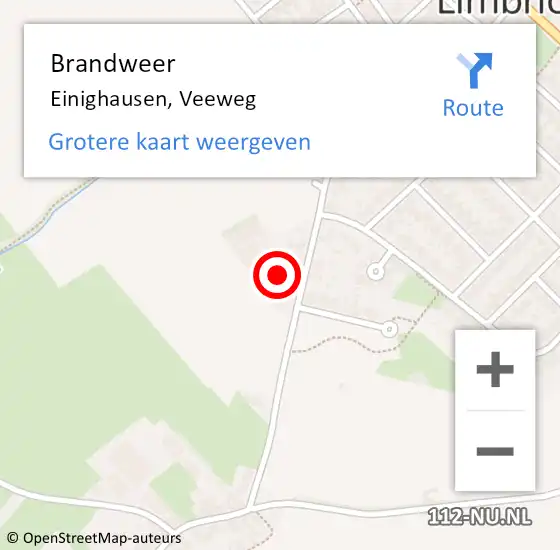 Locatie op kaart van de 112 melding: Brandweer Einighausen, Veeweg op 11 december 2014 12:24