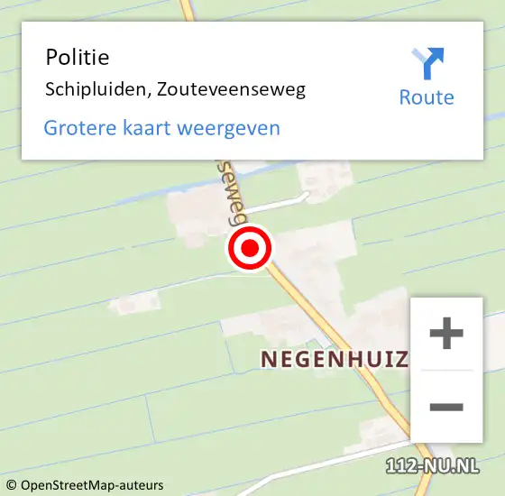 Locatie op kaart van de 112 melding: Politie Schipluiden, Zouteveenseweg op 11 december 2014 12:29