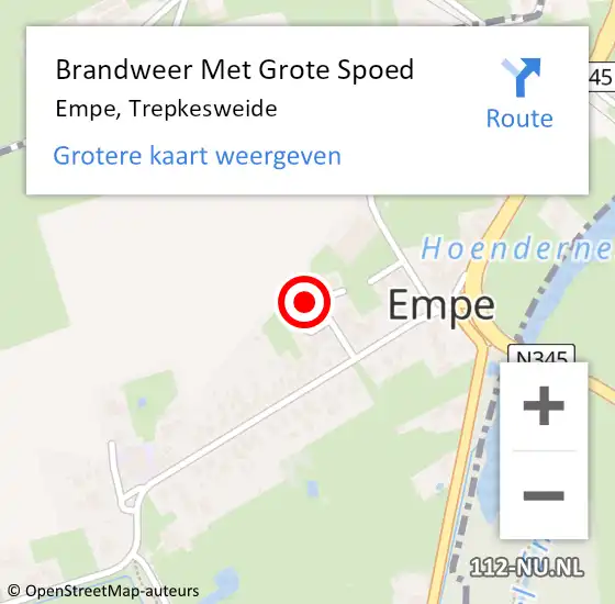 Locatie op kaart van de 112 melding: Brandweer Met Grote Spoed Naar Empe, Trepkesweide op 11 december 2014 12:47