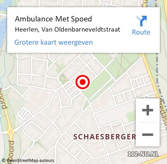 Locatie op kaart van de 112 melding: Ambulance Met Spoed Naar Heerlen, Van Oldenbarneveldtstraat op 11 december 2014 12:50