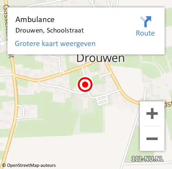 Locatie op kaart van de 112 melding: Ambulance Drouwen, Schoolstraat op 23 oktober 2013 23:14