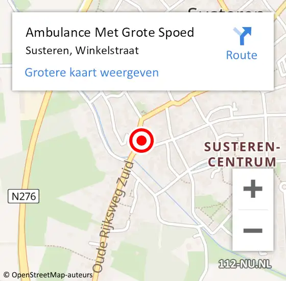 Locatie op kaart van de 112 melding: Ambulance Met Grote Spoed Naar Susteren, Winkelstraat op 11 december 2014 13:30