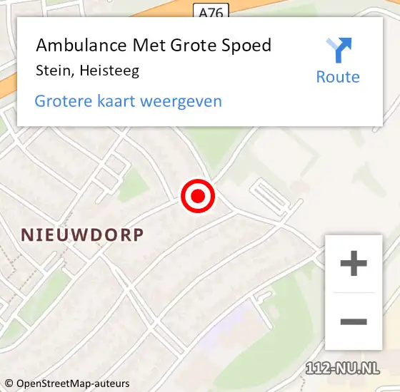 Locatie op kaart van de 112 melding: Ambulance Met Grote Spoed Naar Stein, Heisteeg op 11 december 2014 14:26