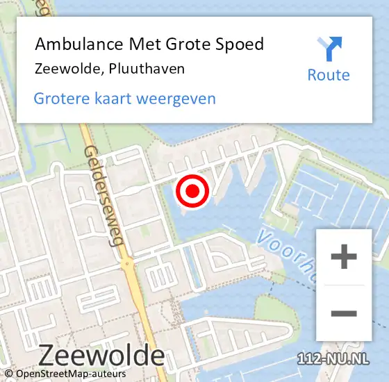 Locatie op kaart van de 112 melding: Ambulance Met Grote Spoed Naar Zeewolde, Pluuthaven op 11 december 2014 15:27