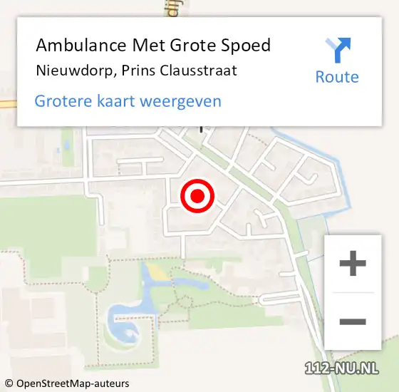 Locatie op kaart van de 112 melding: Ambulance Met Grote Spoed Naar Nieuwdorp, Prins Clausstraat op 11 december 2014 15:30