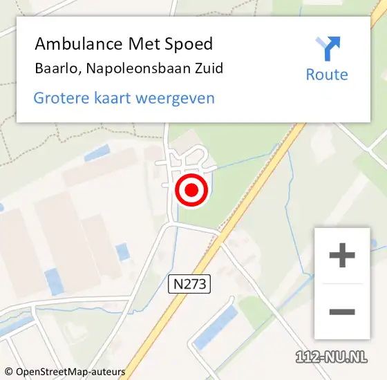 Locatie op kaart van de 112 melding: Ambulance Met Spoed Naar Baarlo, Napoleonsbaan Zuid op 11 december 2014 16:50