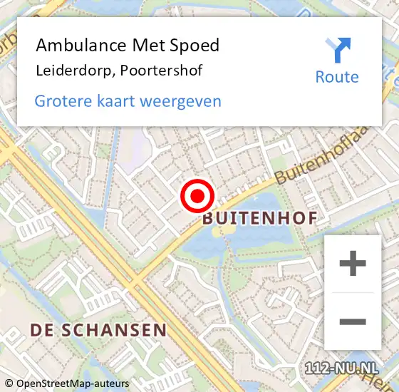 Locatie op kaart van de 112 melding: Ambulance Met Spoed Naar Leiderdorp, Poortershof op 11 december 2014 17:18