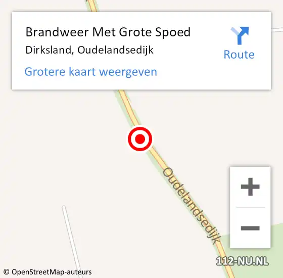 Locatie op kaart van de 112 melding: Brandweer Met Grote Spoed Naar Dirksland, Oudelandsedijk op 11 december 2014 17:26