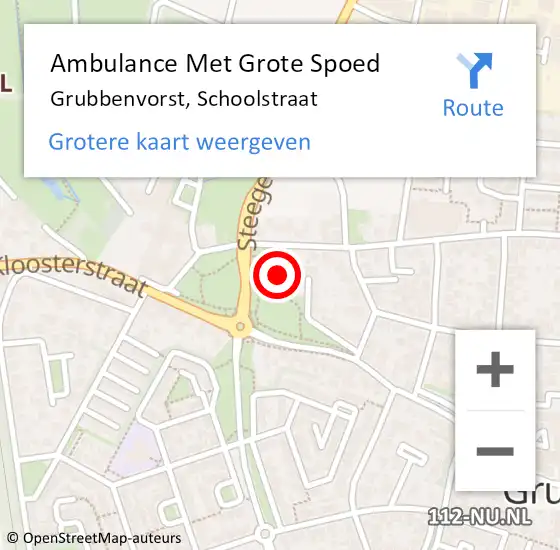 Locatie op kaart van de 112 melding: Ambulance Met Grote Spoed Naar Grubbenvorst, Schoolstraat op 11 december 2014 17:41
