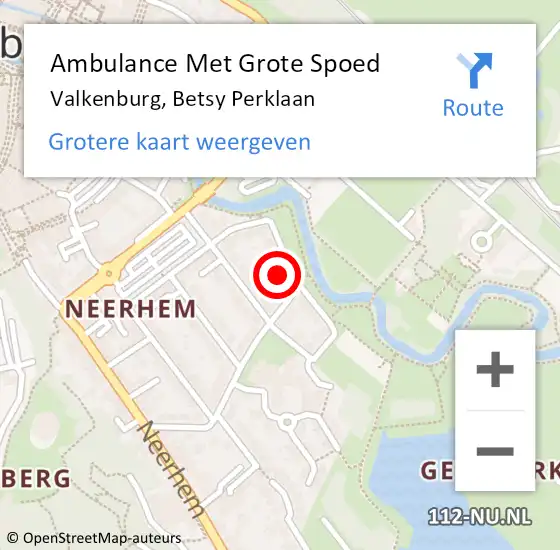 Locatie op kaart van de 112 melding: Ambulance Met Grote Spoed Naar Valkenburg, Betsy Perklaan op 11 december 2014 17:57