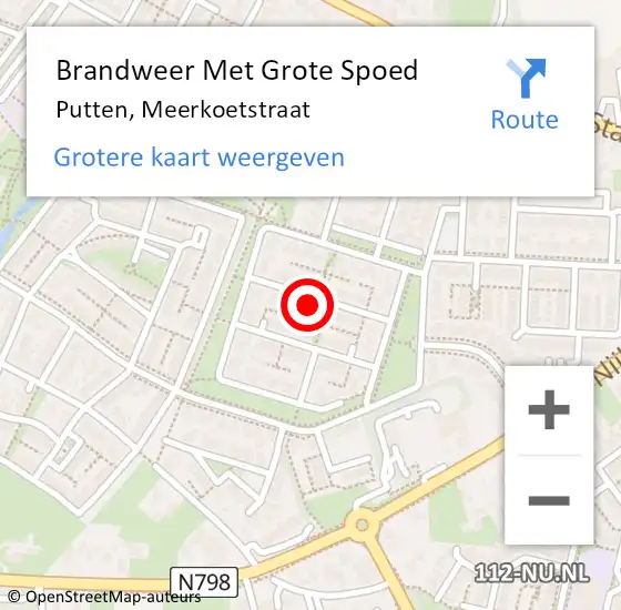 Locatie op kaart van de 112 melding: Brandweer Met Grote Spoed Naar Putten, Meerkoetstraat op 11 december 2014 18:09